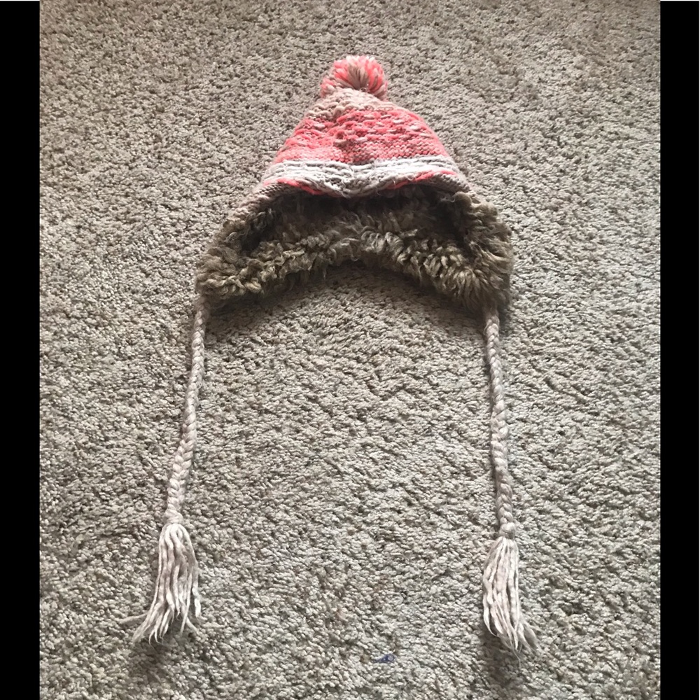 AEO | pink fur pom pom beanie - Picture 2 of 3